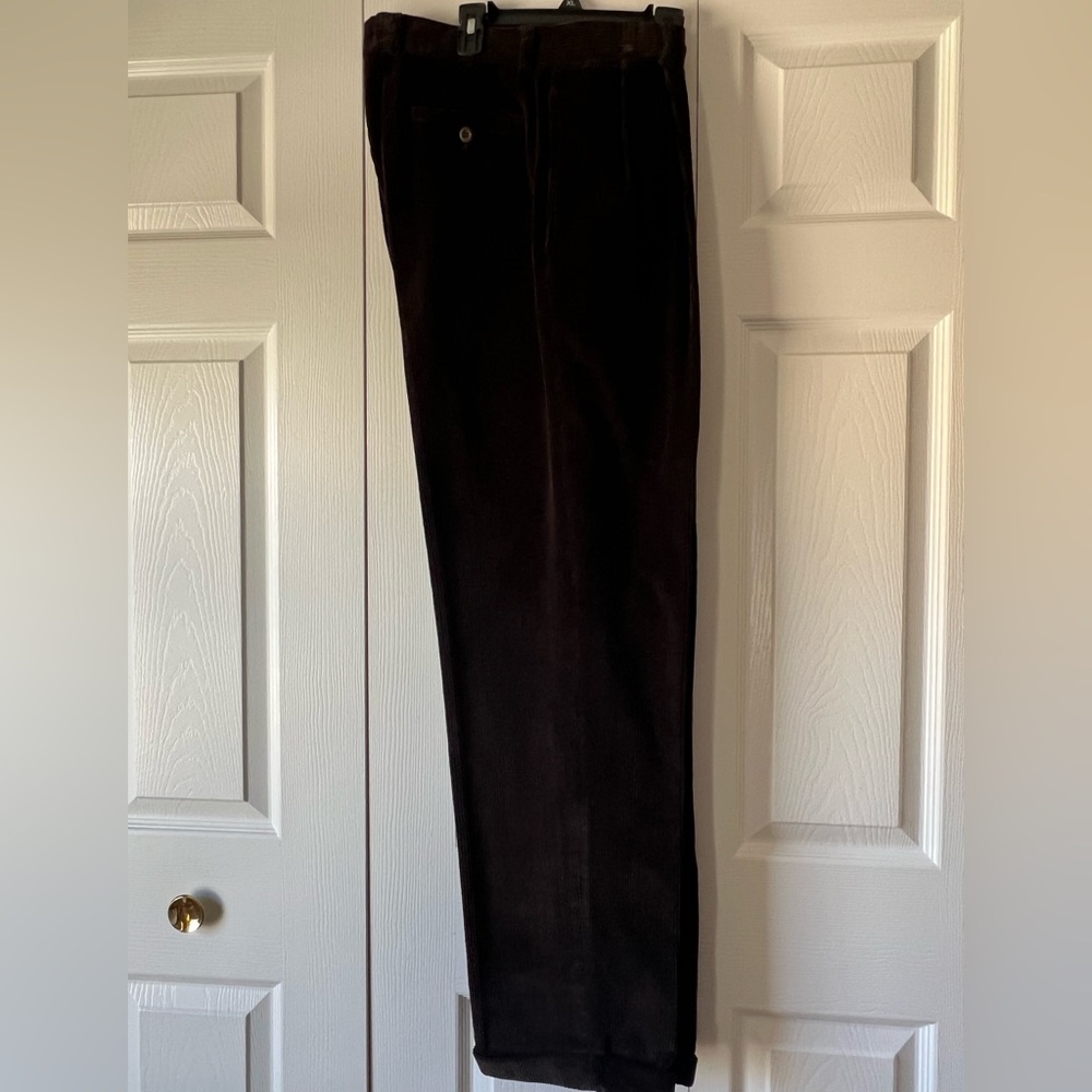 Braggi Men's Dark Brown Corduroy Dress Pants Sz 36X34
